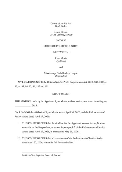 Draft Order — Draft Order — Extension of Service Deadline — April 29, 2026