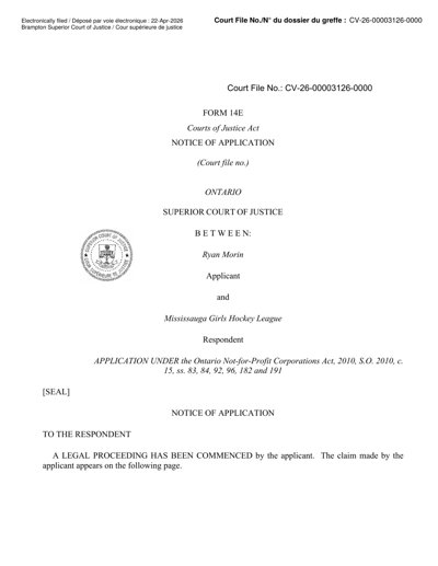 Notice of Application — Issued Notice of Application — April 22, 2026