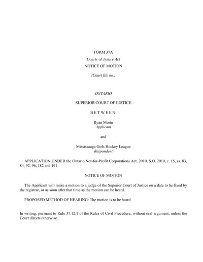 Notice of Motion — Notice of Motion — April 22, 2026