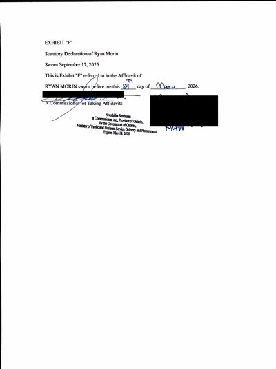 Exhibit F — Sworn statutory declaration, September 17, 2025
