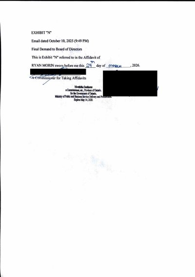 Exhibit N — Email dated October 10, 2025 — Final demand to Board of Directors